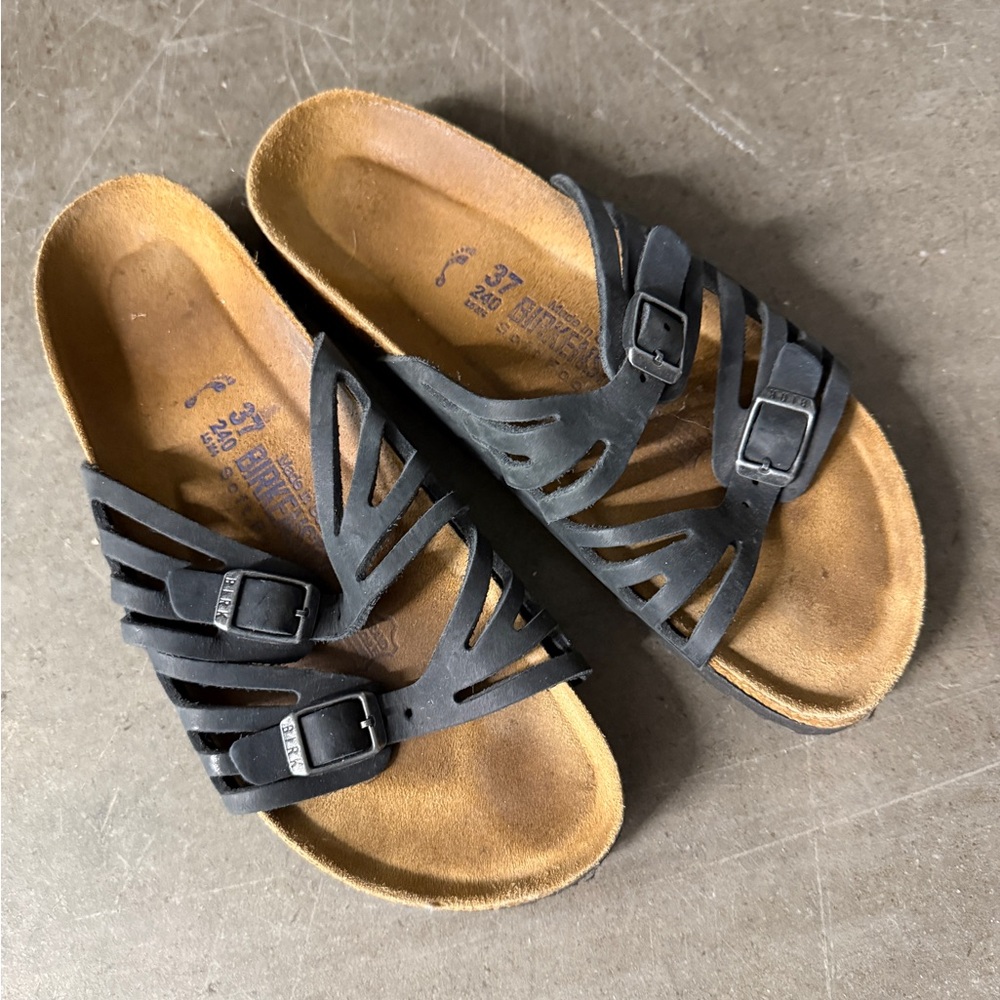 Birkenstock Granada Sandals - Black Leather